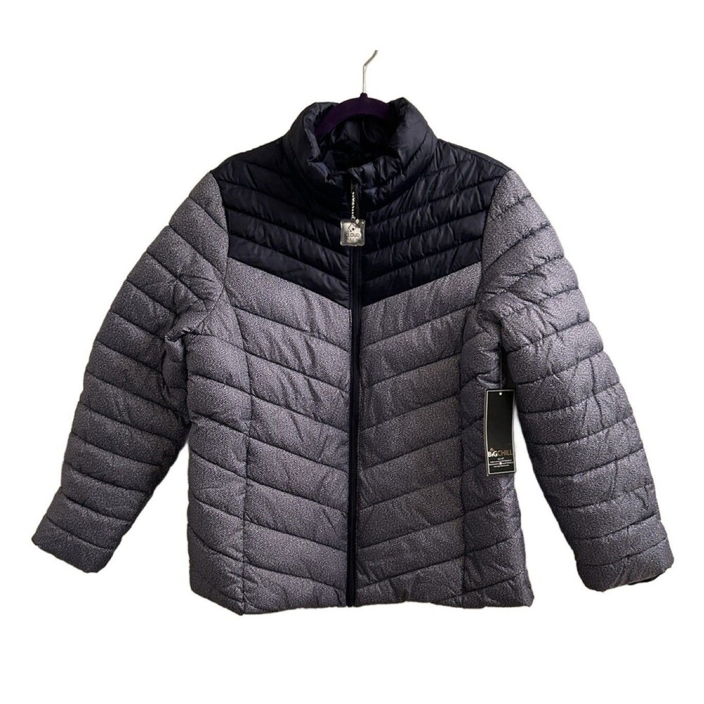 NWT Big Chill Puffer Jacket Navy Blue Light Cloud Tech Full Zip Women's L